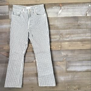 NWOT Zara Striped Blue and White Cropped Flare High Waisted Jeans